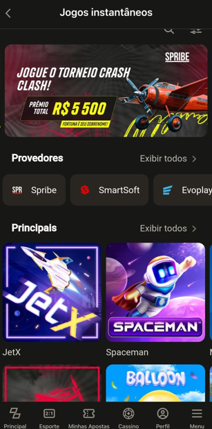 Opções de jogos crash na Parimatch